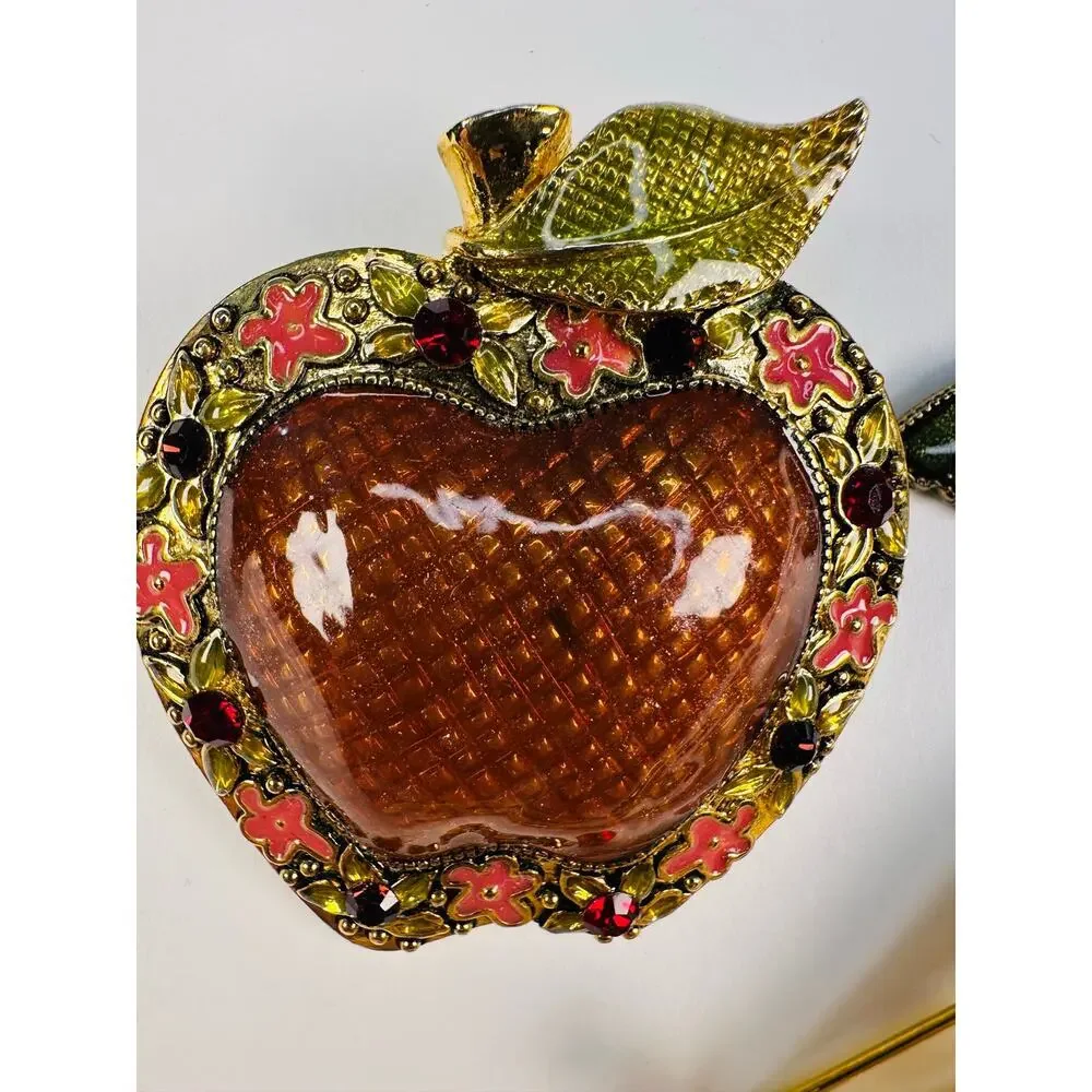 Vintage Enamel and Bead Brooch Pin Bundle Apple, Dragonfly, Sunburst